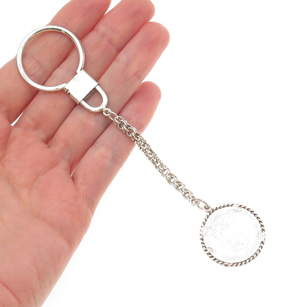 835 Silver Vintage 1954 Venezuela 1 Bolivar Coin Key Chain Fob Ring Holder